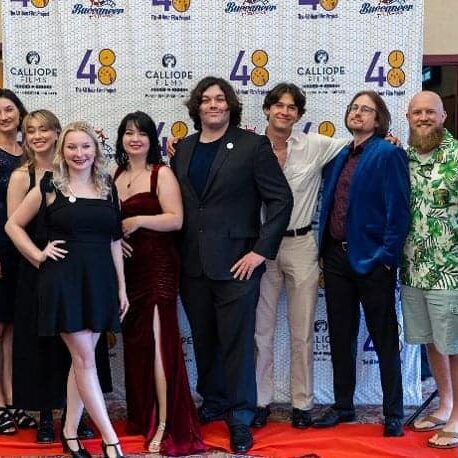 “Missed Shot” production team members, from left: Abigayil Mascaro, Rachel Blackwelder, Carleigh Bailey, Gracie Kimmons, Bethany Gurley, Jonathan Padilla, Ben Word, Jeremy Sommers, Eric Bossard and Joseph Bishop.